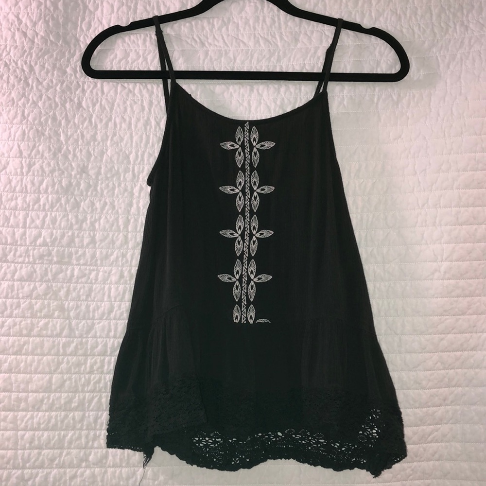 Dark grey tank with white design